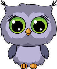 Adorable owl character. Cartoon bird. Baby animal