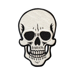 embroidered skull patch sticker, stitched patchwork icon on transparent png background, generative ai - obrazy, fototapety, plakaty