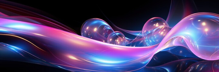 Abstract neon wave fantasy with jelly flows and bubbles for your background. AI generation 