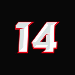 Number Racing 14 Design Vector