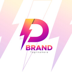 Creative Power Letter D Logo Template Design, Best Simple Concept Logo Design, Gradient Color. Premium Modern Minimal Letter D Logo Design Template.
