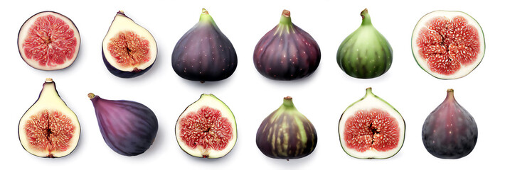 Set of Figs Isolated on White Background