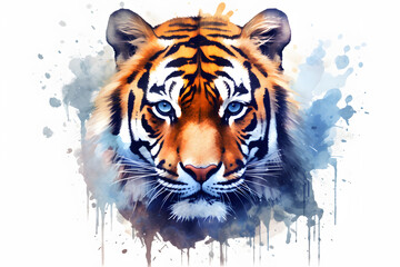 tiger in watercolor style Made with Generative AI