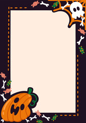 Halloween Fancy Frame Border Cat Skull Jack O' Lantern