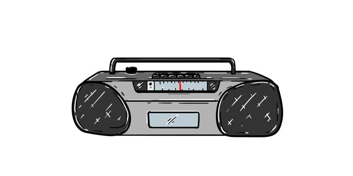 Stereo Compo Hand Drawn Sketch Vintage Style