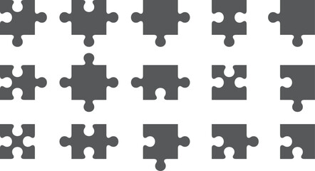 Puzzle pieces set. Jigsaw various shape collection