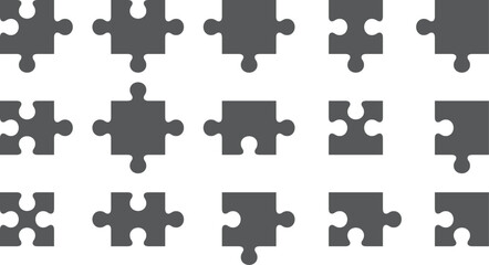 Naklejka premium Puzzle pieces set. Jigsaw various shape collection