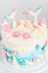 Mermaid themed 3 layer vanilla cake