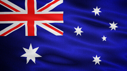 Waving Fabric Texture Of Australia National Flag Graphic Background