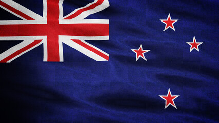 Waving Fabric Texture Of New Zealand National Flag Graphic Background
