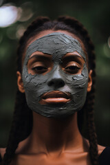 photo of a beautiful girl with mask skin care model