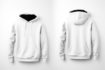 White background hoodie with long sleeves, black sweatshirt mockup. Generative AI
