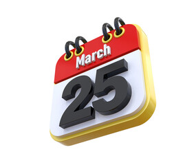 25 March Calendar 3d icon 