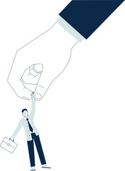 Big hand hold businessman. Business help concept