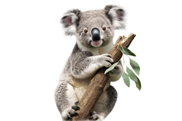  Koala perched on a eucalyptus tree branch transparent isolated on white background cutout. PNG file ,artwork graphic design ,Generative AI © HappyTime 17