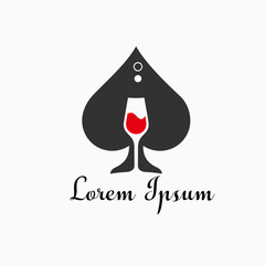 Fototapeta premium red wine glasses isolated spades symbol, usable for playing card logo ,casino, club, community