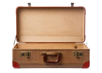 Opened retro suitcase isolated on transparent background