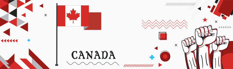 Fototapeta na wymiar Canada national day banner Abstract celebration geometric decoration design graphic art web background, flag vector illustration