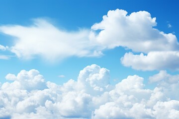 Gorgeous blue sky and fluffy white clouds backdrop. Generative AI