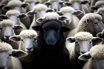 Obraz premium The black sheep in the flock and in the family, generative AI
