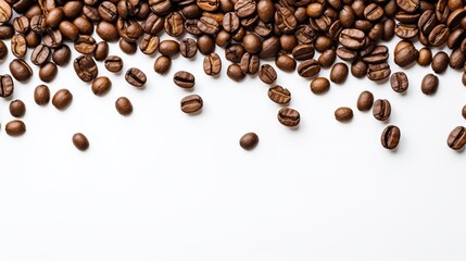 coffee beans from top view on a white background