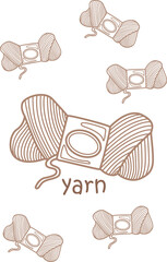 Alphabet Y For Yarn Vocabulary School Lesson Cartoon Coloring Pages for Kids and Adult