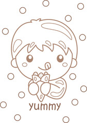 Alphabet Y For Yummy Vocabulary School Lesson Cartoon Coloring Pages for Kids and Adult