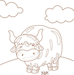 Alphabet Y For Yak Vocabulary School Lesson Cartoon Coloring Pages for Kids and Adult