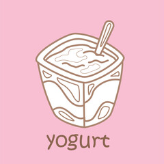 Alphabet Y For Yogurt Vocabulary School Lesson Cartoon Digital Stamp Outline