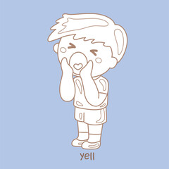 Alphabet Y For Yell Kids Vocabulary School Lesson Cartoon Digital Stamp Outline