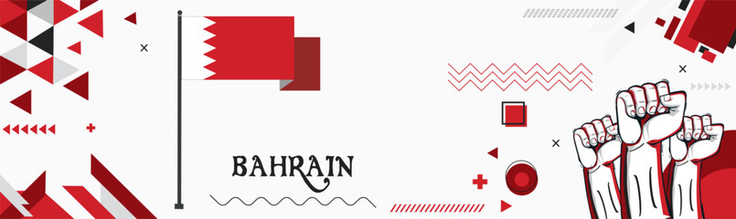 Bahrain national day banner Abstract celebration geometric decoration design graphic art web background, flag vector illustration