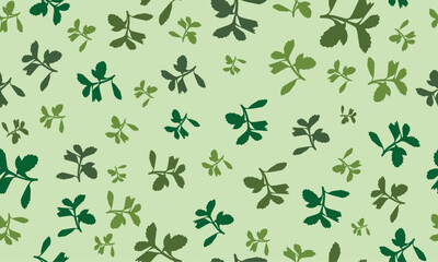 seamless pattern with green leaves, a green and white pattern with leaves, A seamless pattern with floral motifs in blue, green and brown colors.