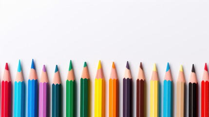 Close up colorful pencil on white background