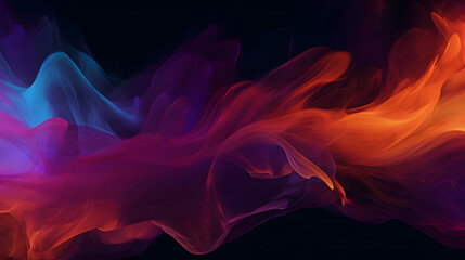 水や炎のように流れるオレンジ、青、紫の色彩 No.018  Orange, Blue, and Purple Colors Flowing like Water or Fire on a Background Generative AI - obrazy, fototapety, plakaty