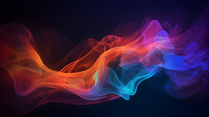 Fototapeta premium 水や炎のように流れるオレンジ、青、紫の色彩 No.019 Orange, Blue, and Purple Colors Flowing like Water or Fire on a Background Generative AI