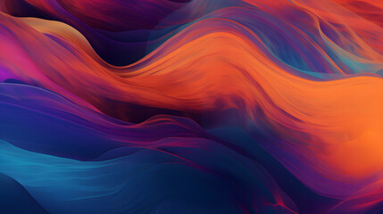 Obraz premium 水や炎のように流れるオレンジ、青、紫の色彩 No.023 Orange, Blue, and Purple Colors Flowing like Water or Fire on a Background Generative AI