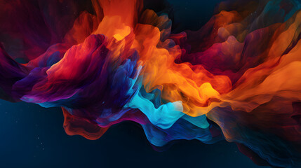 水や炎のように流れるオレンジ、青、紫の色彩 No.003  Orange, Blue, and Purple Colors Flowing like Water or Fire on a Background Generative AI - obrazy, fototapety, plakaty