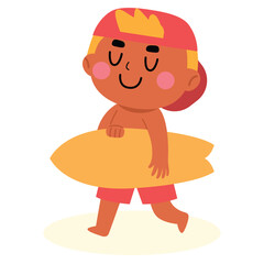 Happy Kid on the Beach cartoon illustration