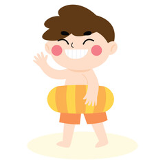 Happy Kid on the Beach cartoon illustration
