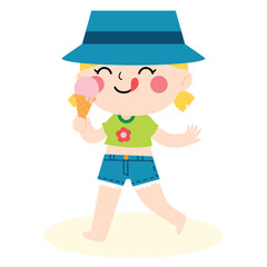 Happy Kid on the Beach cartoon illustration