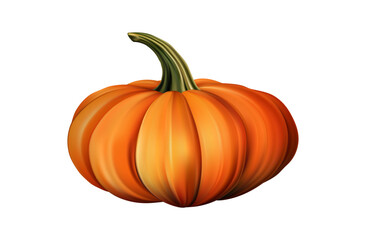 Pumpkin icon 3d. Symbol of Halloween and Thanksgiving. Orange whole fruit, autumn harvest, raw pumpkin. Melon plant, annual vegetable. Vector 3d illustration isolated on white.