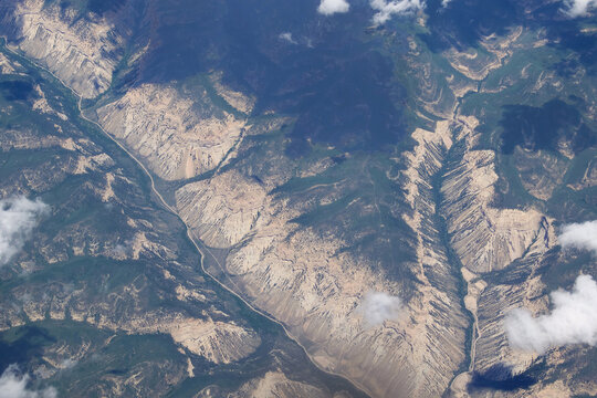dramatic aerial view of high plateau and valley terrain of rocky mountains in colorado -collegiate peaks and sawatch range