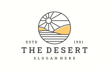 Desert logo vector icon illustration hipster vintage retro