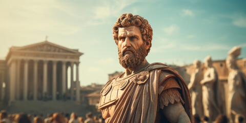 Sculpture of Marcus Aurelius Severus Antoninus Augustus, known as Antoninus Caracalla.  - obrazy, fototapety, plakaty