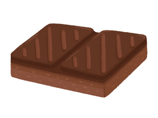 Pieces of chocolate bar hand drawn cartoon style isolated on a white background