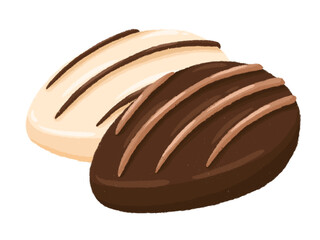 Dark and white chocolate hand drawn cartoon style isolated on a white background