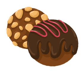 Chocolate balls hand drawn cartoon style isolated on a white background
