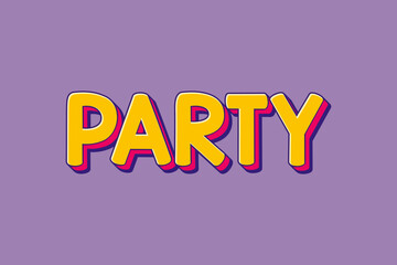 Party typography 3D text effect with alphabets vector template