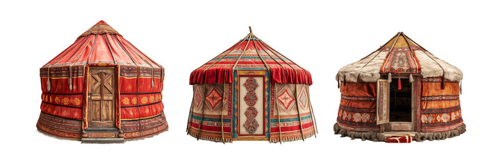 Mongolian Yurt Model, transparent background, isolated image, generative AI
