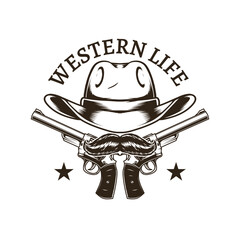  western man symbol with revolver drawing